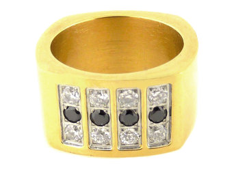 Мужское кольцо из нержавеющей стали с фианитами 30827. Оптом.